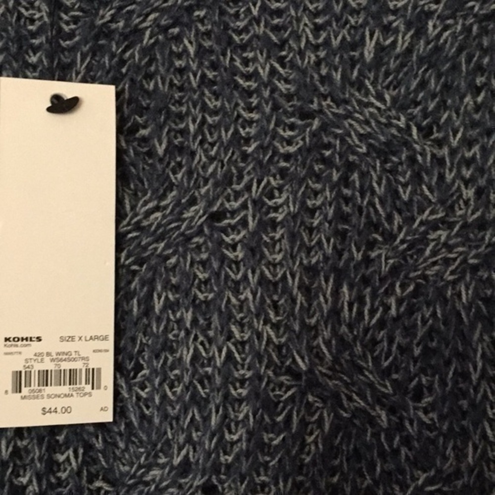 $15 SALE NWT Long Sleeve Blue Knit Sweater Minimalist SONOMA Winter Fall - Picture 2 of 2